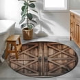 thumbnail image 4 of Retro Brown Door Round Area Rug 3 FT, Small Kitchen Bathroom Mats, Country Vintage Wooden Door Washable Indoor Outdoor Throw Runner Carpet Non-Shedding Doormat for Table Shower Sofa Entryway, 4 of 8