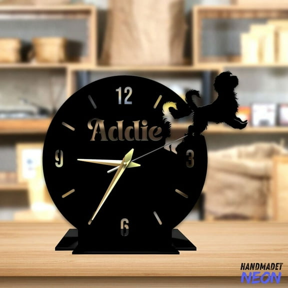 Handmadetneonsign Havanese Dog Tabletop Metal Clock, Havanese Dog Desktop Clock, Dog Home Decor 047314