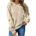 thumbnail image 2 of Craaazy Christmas Shirts for Women Christmas Printed Fashionable Loose Casual Long Sleeved Tops Crew Neck Sweatshirt Gifts For Women, 2 of 6