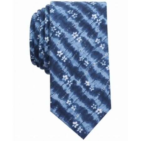 - Bar III NEW Blue Indigo Tie-Dye Print Skinny Mens Neck Tie Cotton Accessry