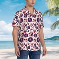 thumbnail image 3 of Gukieu Skull lips record Guitar Print Men's Short-sleeved Shirts, Button-down Lapel Hawaiian Shirts, T-shirts, Beach Vacation Summer Casual Wear,Medium, 3 of 7