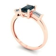 thumbnail image 2 of 0.8 ctw 3 Stone Anniversary Ring for Women | Emerald Cut Natural London Blue Topaz | Hyperallergenic Solid 18K Rose Gold, 2 of 5