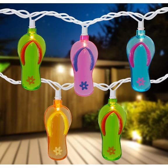 Northlight Flip Flops Indoor Outdoor Patio Light Set - Multicolor - 7.25' White Wire - 10ct