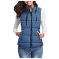 thumbnail image 2 of Jiyugala Women's Overcoat Warm Vest Outerwear Thick Padded Sleeveless Casual Vest With Detachable Hood, 2 of 6