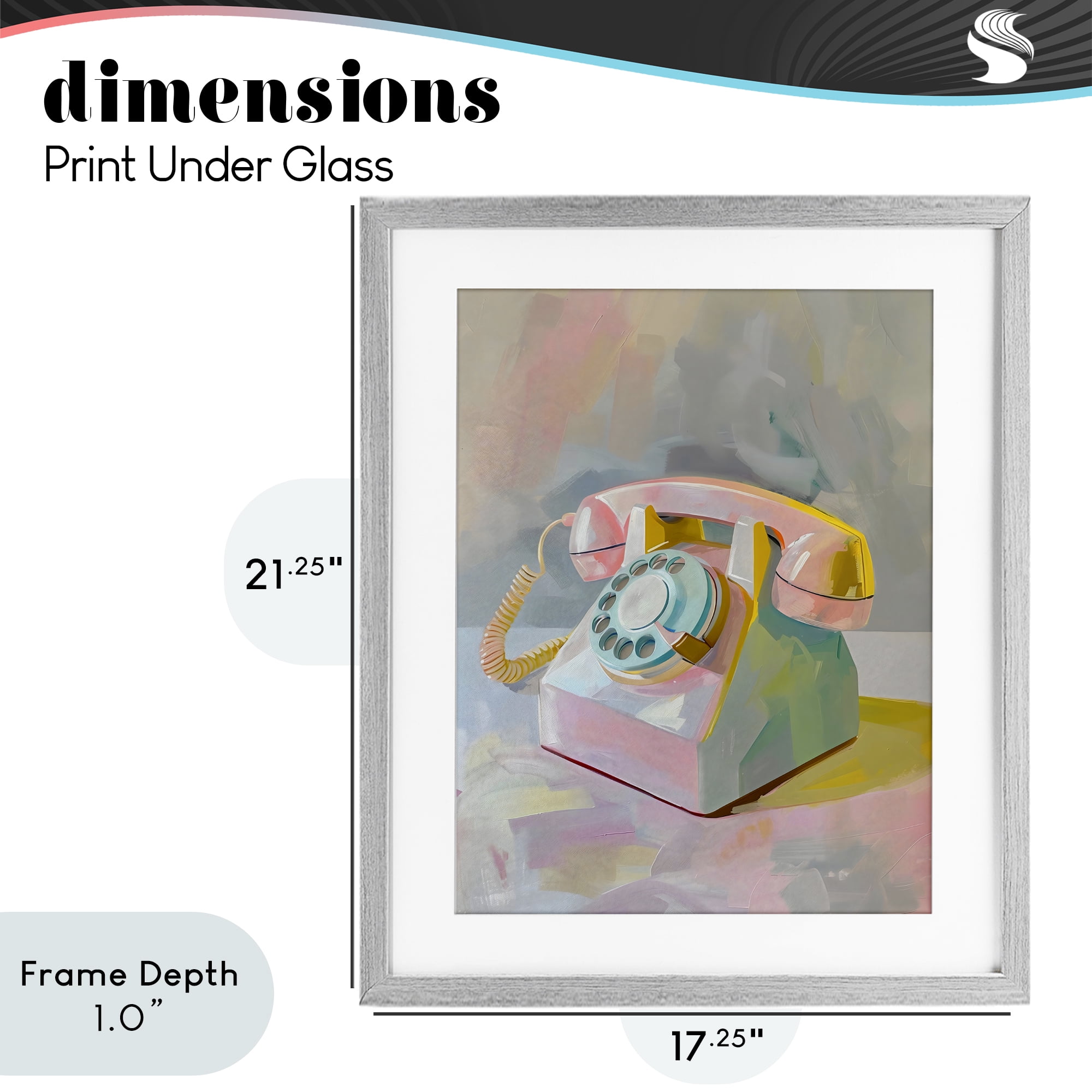 Stupell Industries Retro Telephone in Pastels Gray Framed Print Under Glass, design by The Prints Vibe