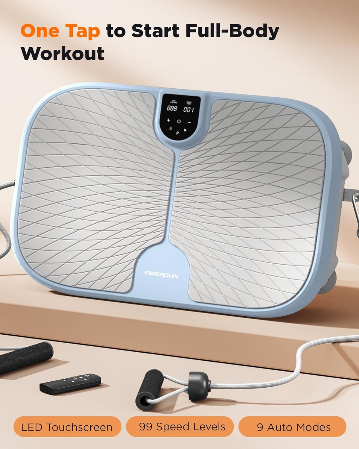 FEIERDUN Vibration Plate Exercise Machine, 400 LBS Capacity Vibration Plate for Lymphatic Drainage, Max Space for Whole-Body Workout & Relaxation at Home