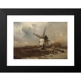 thumbnail image 2 of Charles Hoguet 18x14 Black Modern Framed Museum Art Print Titled - Landscape with Windmills and Figurative Staffage (1854), 2 of 5