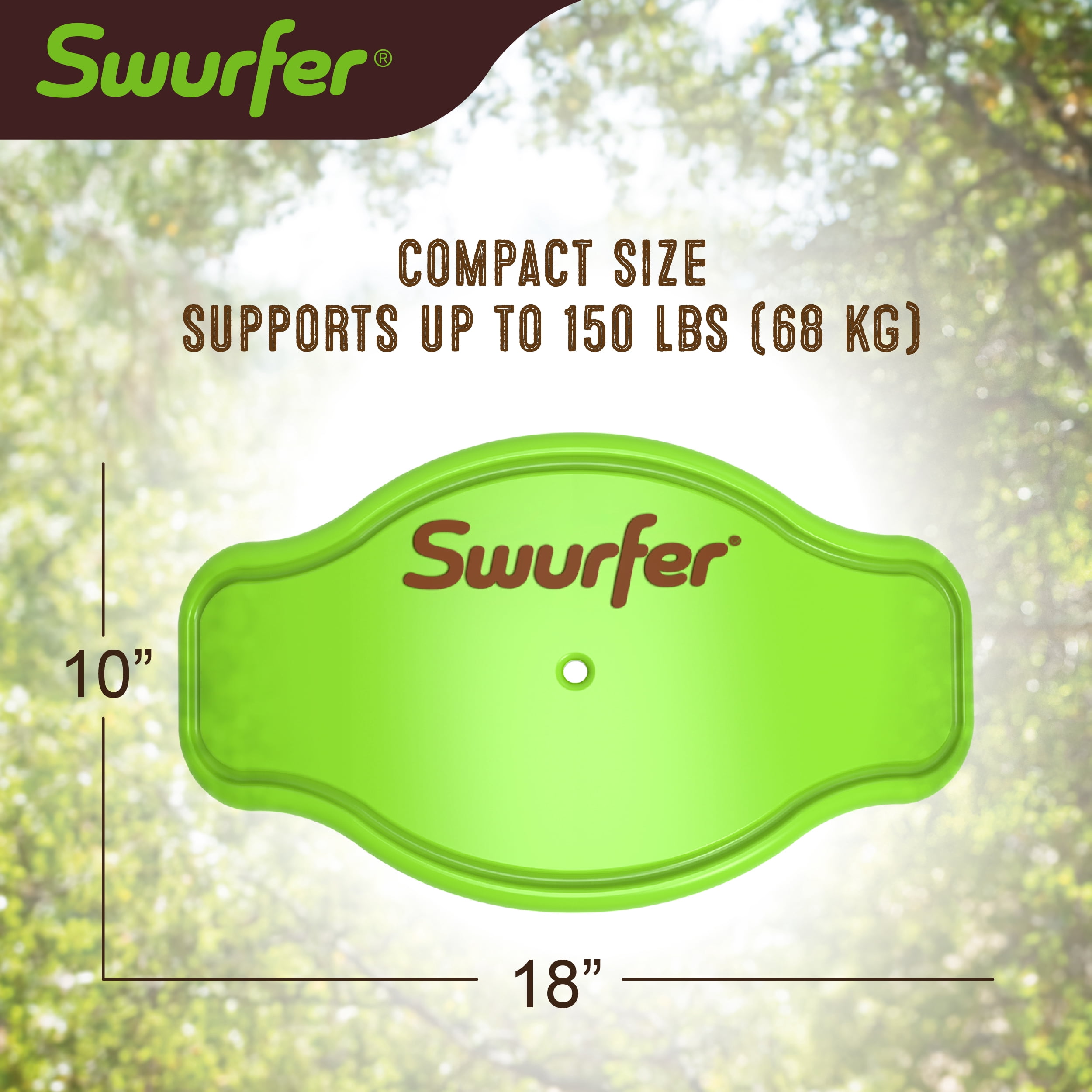 Swurfer Tree Swing Sets for Backyard - Outdoor Swing Seat for Kids, Swingset Outdoor Playset, Easy Installation, Durable, Heavy Duty Braided Rope, Weatherproof, Up to 150 lbs, Ages 4+, Green/Brown