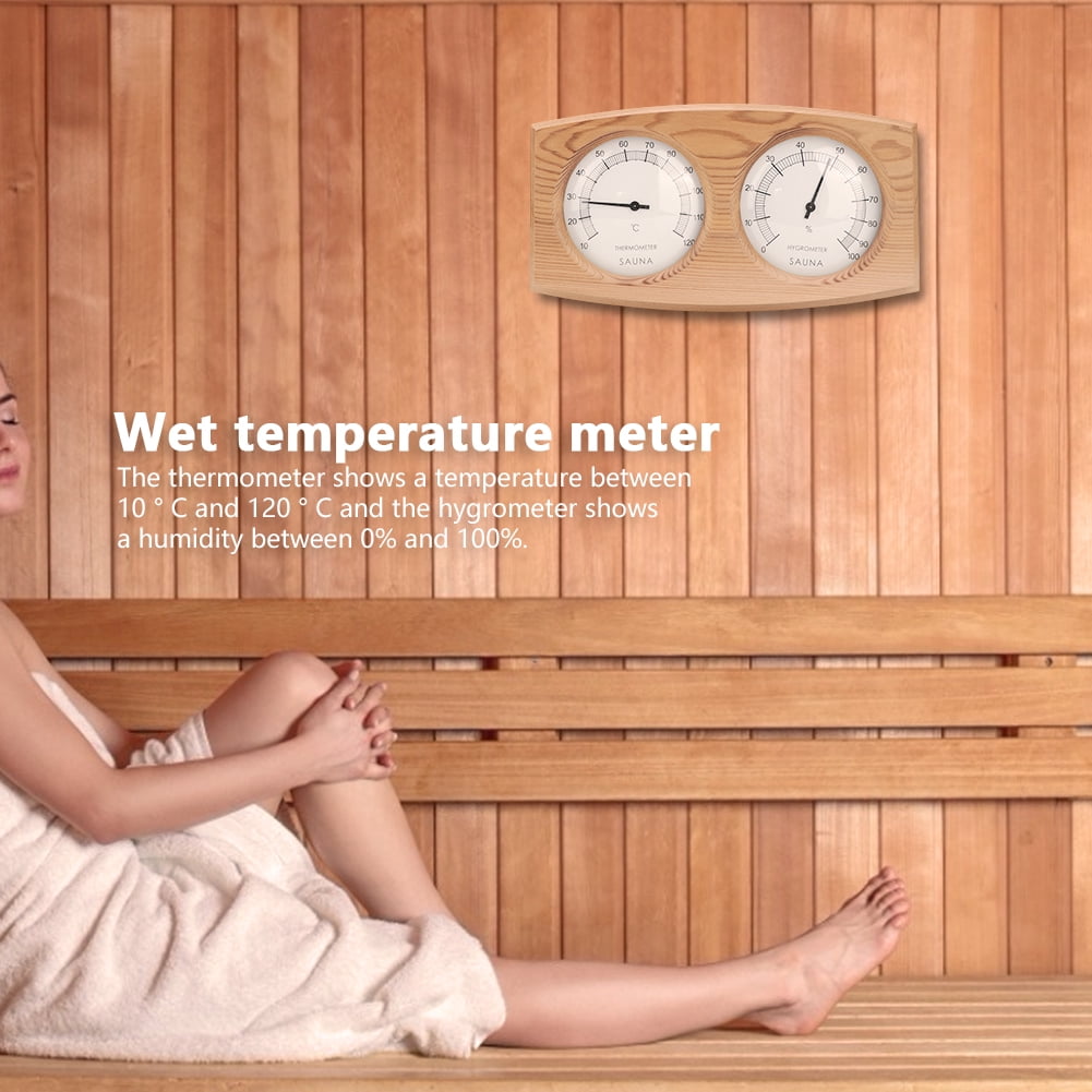BIMZUC 2-In-1 Cedar Wood Analog Thermo-Hygrometer for Sauna and Steam Room, 9.4 x 5.1 inches