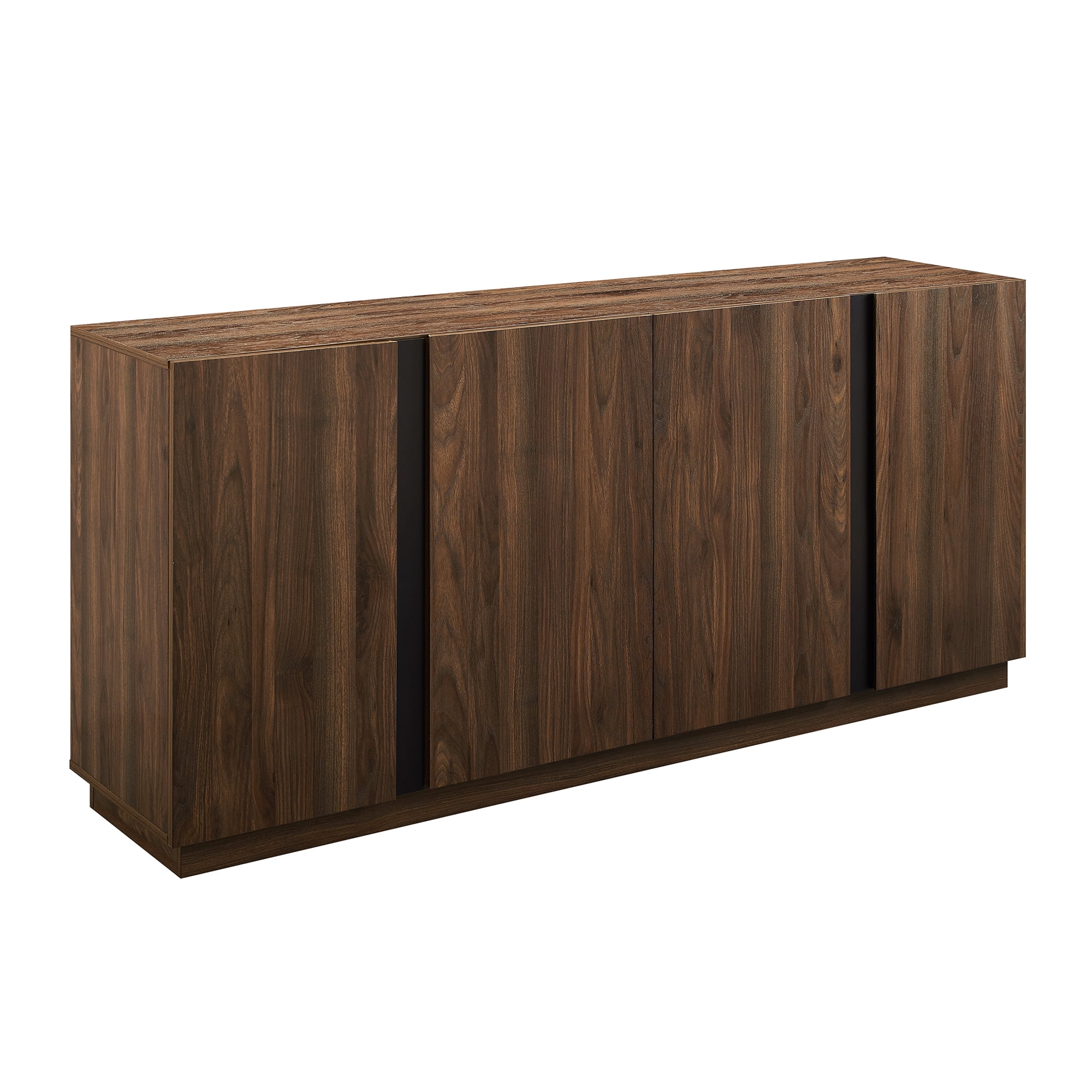 Walker Edison Modern 4-Door TV Stand for TVs up to 80”, Dark Walnut