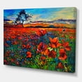 thumbnail image 3 of Designart ' Blossoming Red Poppy Fields With Distant Tree ' Traditional Canvas Wall Art Print, 3 of 4