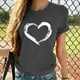 thumbnail image 1 of ICHUANYI ClearanceWomen Short Sleeves Heart-shaped Print Casual Tops Blouse T-shirt(Gray, S) ICHUANYI WER20232080502424, 1 of 4