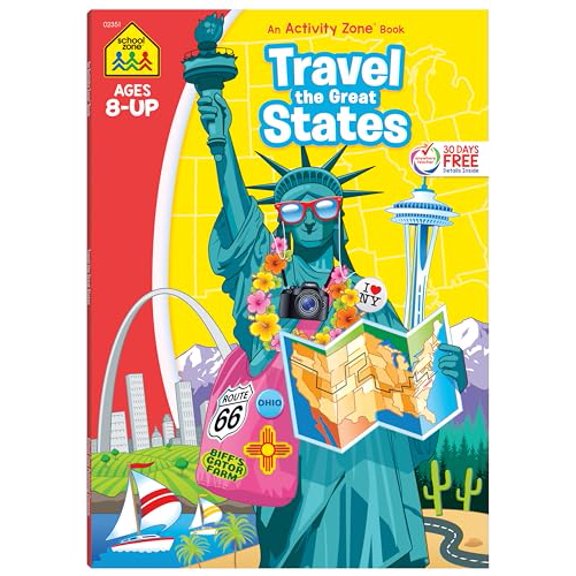 Pre-Owned School Zone Travel the Great States Workbook (Paperback) 0887435378 9780887435379