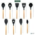 thumbnail image 2 of Elyon Tableware® 9-Piece Black Colored Silicone Kitchen Utensils Set with Wooden Handles, 2 of 7