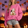 thumbnail image 4 of Enyan Women Halloween Shirt Pumpkin Shirts Funny Ghost Graphic Tee Fall Long Sleeve Autumn Tops Halloween Tshirts for Women Hot Pink,M, 4 of 6