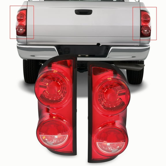Kojem Tail Light for 2007-2009 Dodge Ram Pickup Truck Pair Taillight Signal Lamp Replaces CH2800165 CH2801165 (Red / Driver Passenger Side)