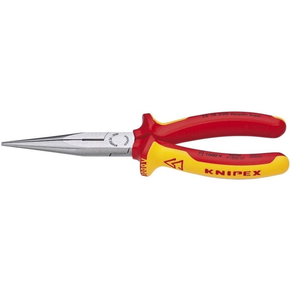 KNIPEX Tools 26 18 200 US, 8-Inch Long Needle Nose Pliers with Cutter 1,000V Insulated
