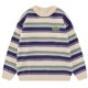 thumbnail image 1 of Suéter de rayas con parches japoneses, prendas de punto para hombre, nuevo jersey de invierno 2024, estilo retro vintage Harajuku, suéter de punto bordado, 1 of 6