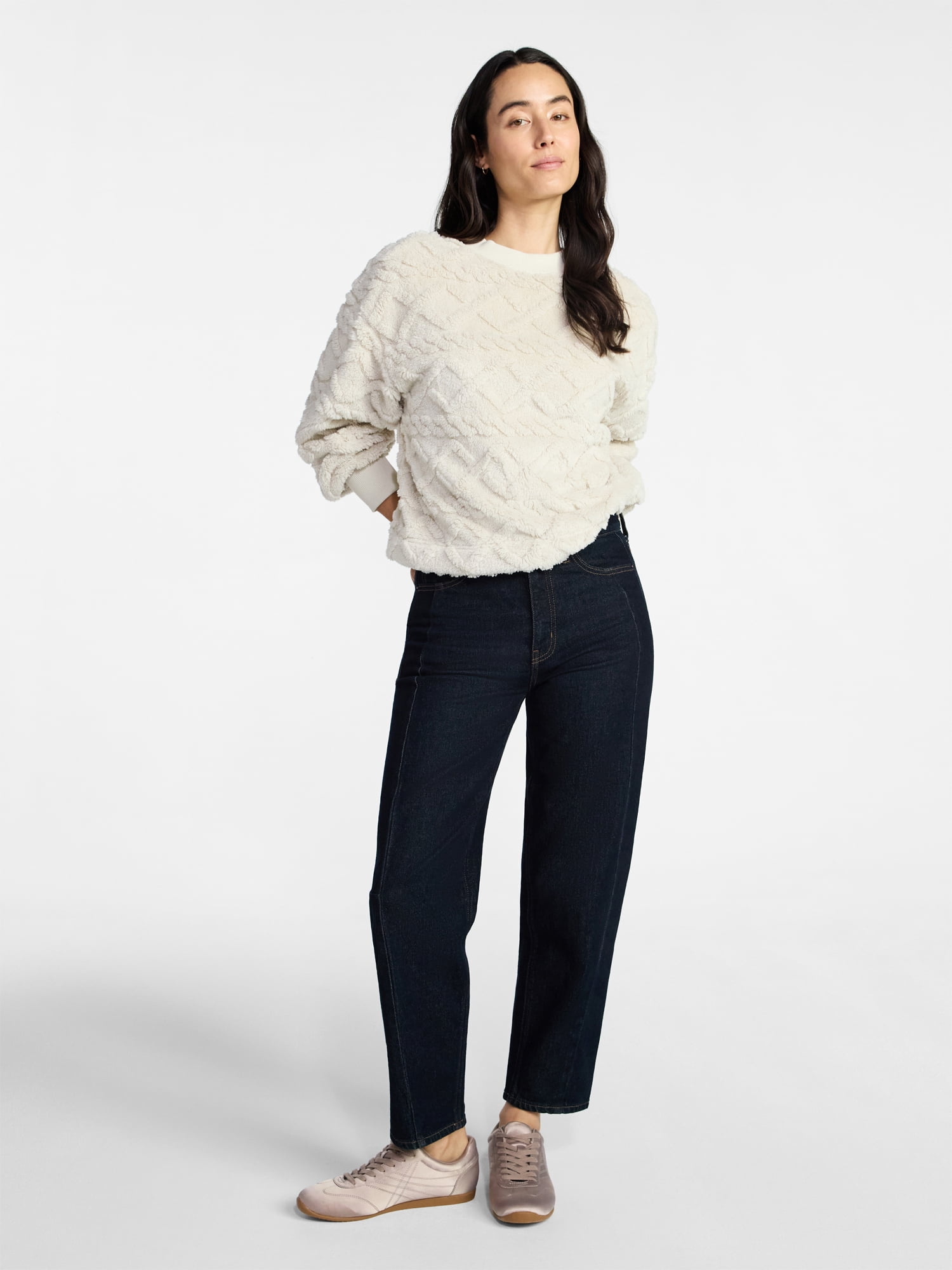 Time & Tru Women's Jacquard Pullover Sweater, Sizes XS-XXXL