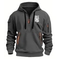 thumbnail image 1 of Lovzfmll Chandail à Capuche Imprimé Printemps Automne pour Hommes, Chandail à Capuche Multi-Poches avec Fermeture Éclair, Style Décontracté Gris Foncé, L, 1 of 2