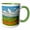 Green/White, variant on 3drose, Italy, Tuscany. View of Tuscan Valley and Villa with Spring Poppies, 11oz Two-tone Blue Mug