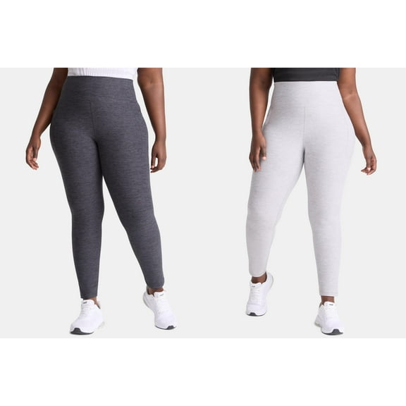 (2 pack) Athletic Works Women's and Women's Plus ButterCore Full Length Leggings with Pockets, Sizes XS-4X