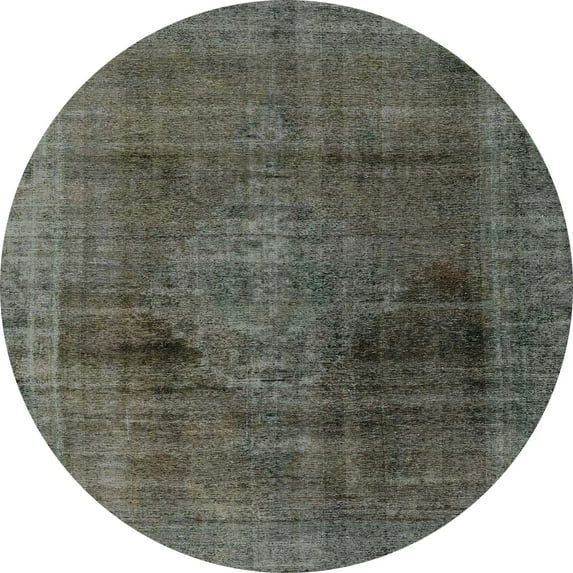 Ahgly Company Indoor Round Abstract Charcoal Gray Abstract Area Rugs, 3' Round
