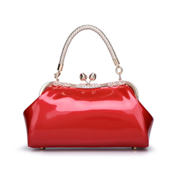 IELGY Fashion Ladies Patent Leather Handheld One Shoulder Slant Bag for Bridal Dinner