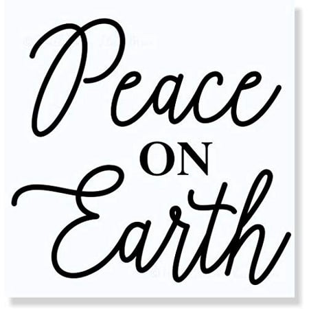 Home Improvement Christmas Quotes Peace on Earth Vinyl Lettering Sticker Christmas Wall Decals Quote, 12x12-Inch Black ()