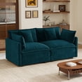thumbnail image 3 of EHANCIS Loveseat Sofa in Navy Blue, Modern Upholstered Love Seat Couches, 4 Pillows, Large Size Deep Seat Loveseat, Premium Chenille Sofa, 2 Seat Couch Comfy Couch for Living Room, 3 of 8