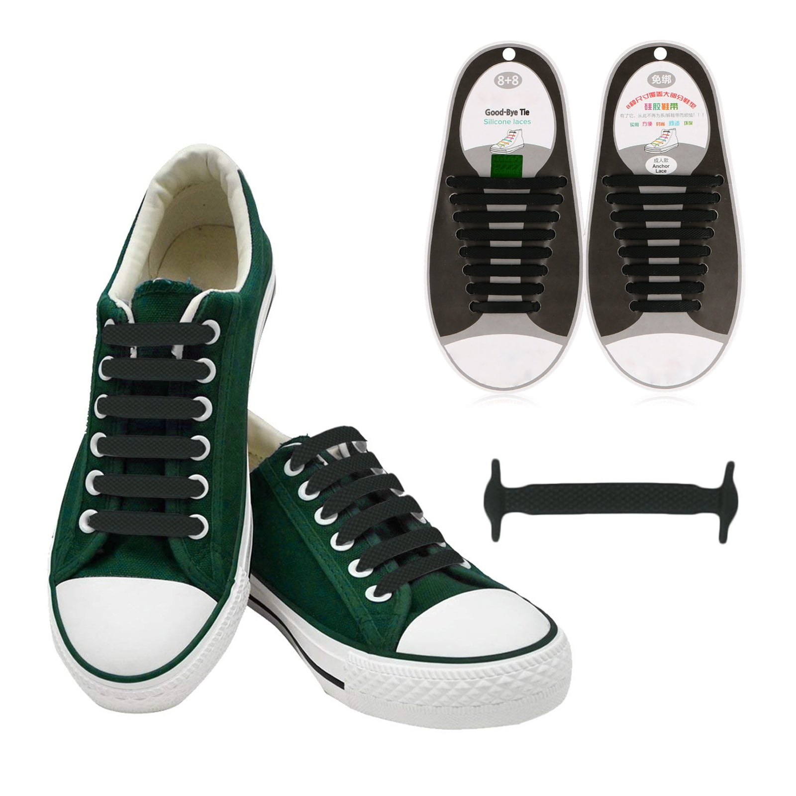 Plus Size Easy No Tie Shoelaces Elastic Silicone Trainer Canvas Sport Shoe Lace