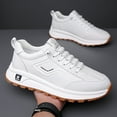thumbnail image 3 of [Breathable Sneakers] Breathable White Men's Sneakers | Casual & Sporty, Non-Slip Soft Rubber Sole, Low-Top Design with Pull Tab, Comfortable Microfiber Upper for Casual Attire, 3 of 8