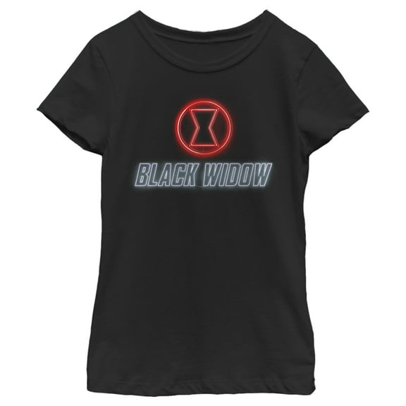 Girl's Marvel Black Widow Neon Hourglass  Graphic Tee Black Large
