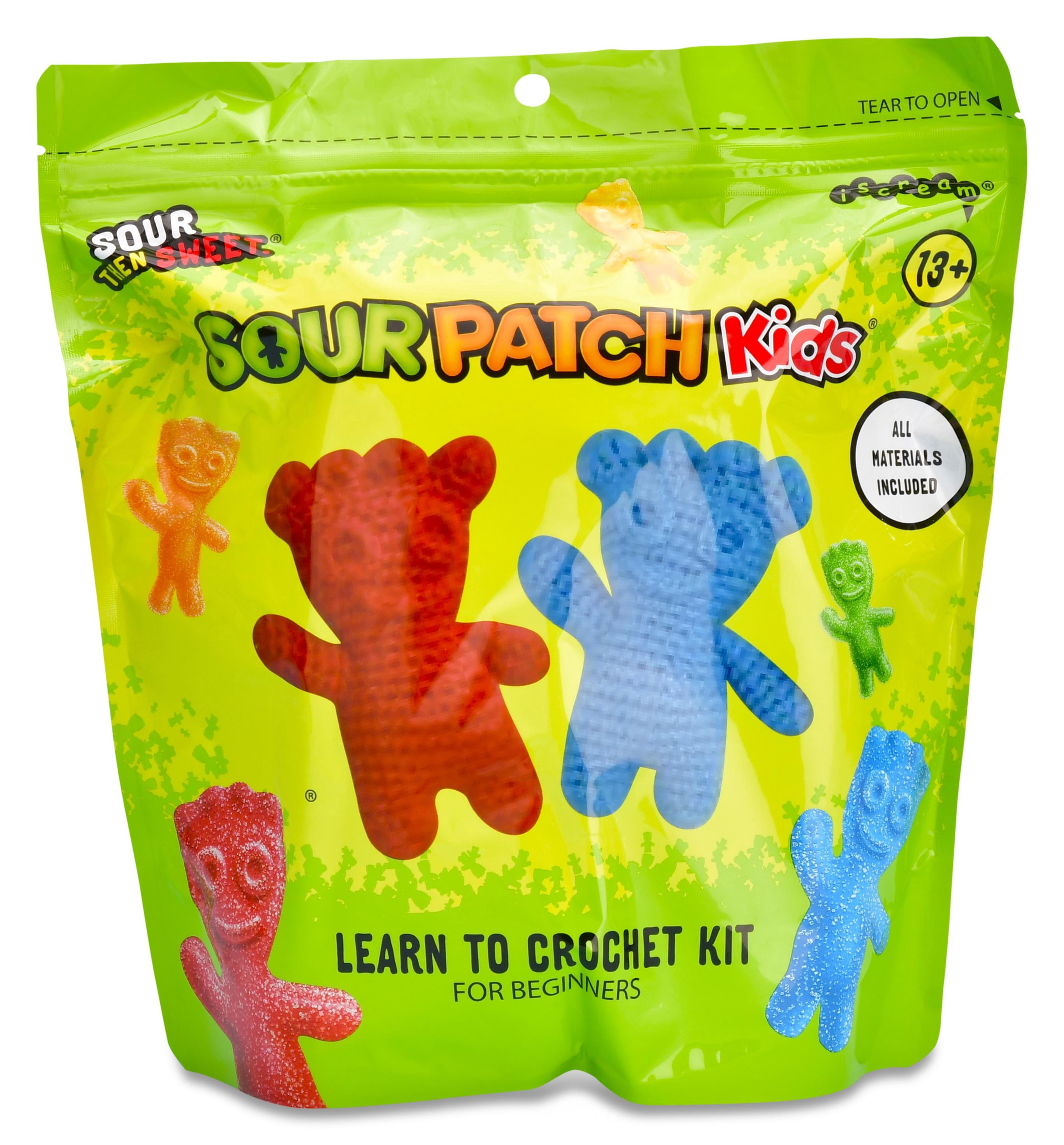 Sour Patch Kids Crochet Kit for Beginners, DIY Craft Kit with Yarn, Crochet Hook & Instructions, Make Your Own Candy Plush Toy