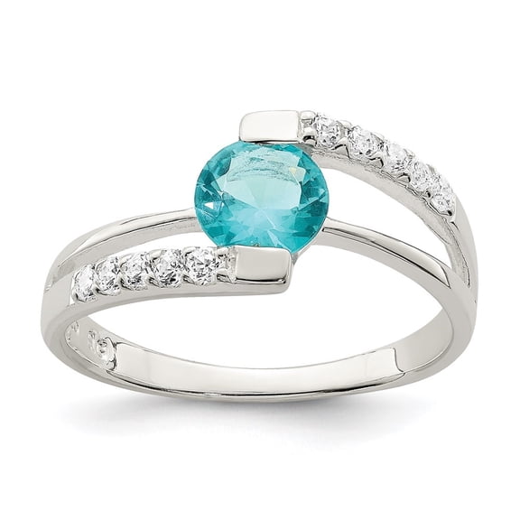 Auriga Sterling Silver Blue CZ w/CZ Accents Ring Size 8