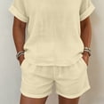 thumbnail image 4 of GUACER Two Piece Sets for Women Lightweight Cotton Linen Short Sleeve Top and Shorts Set Summer Casual Outfit, 4 of 7
