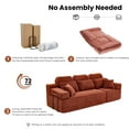 thumbnail image 3 of 101" Modern Corduroy 3-Seater Sofa for Living Room, Boneless Couch in a Box, Deep Seat Design, No Assembly Needed, Orange, 3 of 7