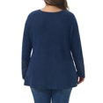 thumbnail image 3 of Agnes Orinda Women's Plus Size Tops Lace Mesh Patchwork Long Sleeve Texture V Neck Flowy Casual Waffle Blouse 4X Navy Blue, 3 of 6