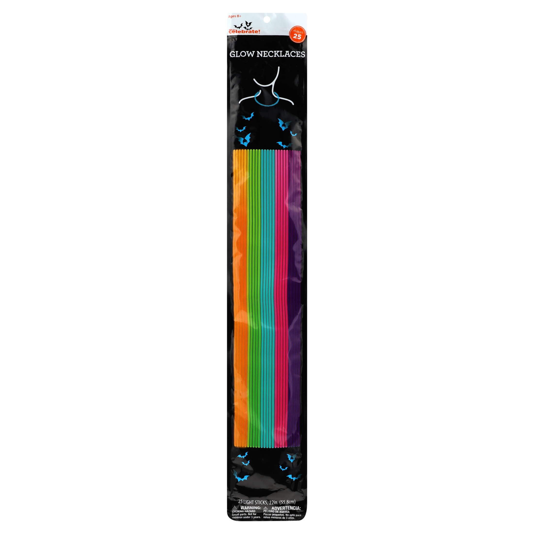Glow Necklaces, Multicolor, 22", 25 Count, Halloween by Way To Celebrate