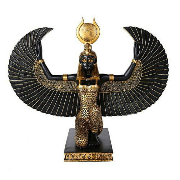 Large Egyptian Goddess Isis With Open Wings Decorative Statue 15 Inch Tall Collectible