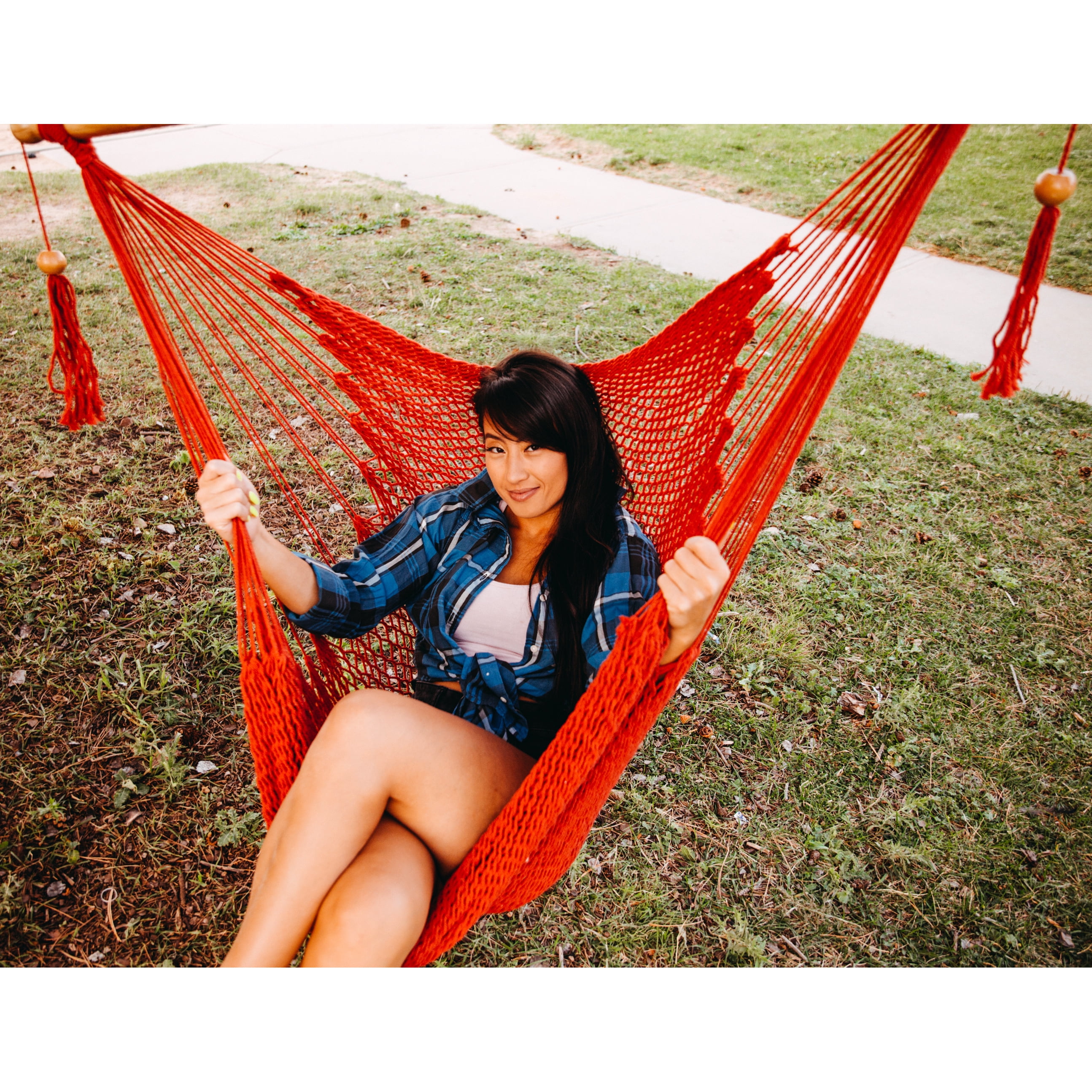 Bliss Hammocks Island Rope Hammock Chair W/ Spreader Bar - Red, 60" L x 40" W