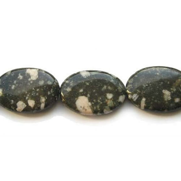 25x35mm 11 Beads Kiwi Stone Puffed Oval Beads Genuine Gemstone Natural Jewelry Making