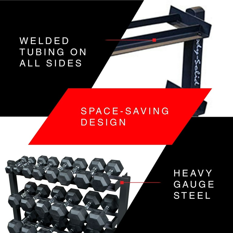 Body Solid Gym Weight Dumbbell Stand Storage 3 Tier Horizontal Rack Walmart