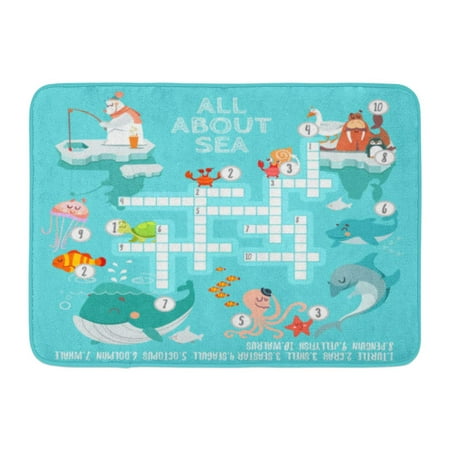 GODPOK Funny Crossword Game Cute Cartoon Sea Inhabitants Ready Design Concept Preschool Education Rug Doormat Bath Mat 23.6x15.7 (Best Sega Rpg Games)