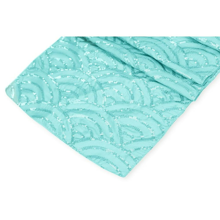 1 Pc, Mermaid Scale Sequin 13X108 Table Runner - Turquoise For Wedding,  Quinceanera, Baby Shower Or Special Occasions Decor 