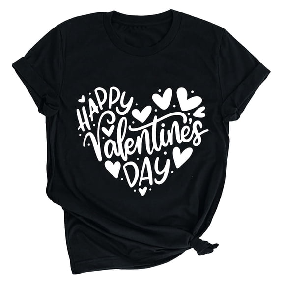 Axiiglly Valentine's T Shirt for Women Love Heart Tee Shirts Cute Print Short Sleeves Graphic Tee Tops