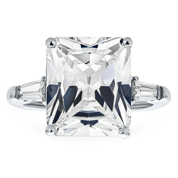 Bling Jewelry Womens Art Deco 10CT Princess CZ Engagement Ring Baguette Stones