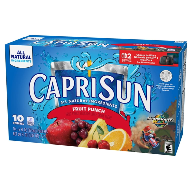 Capri Sun Natural Fruit Punch Juice Pouches, 10 Ct, 6 fl oz Kids