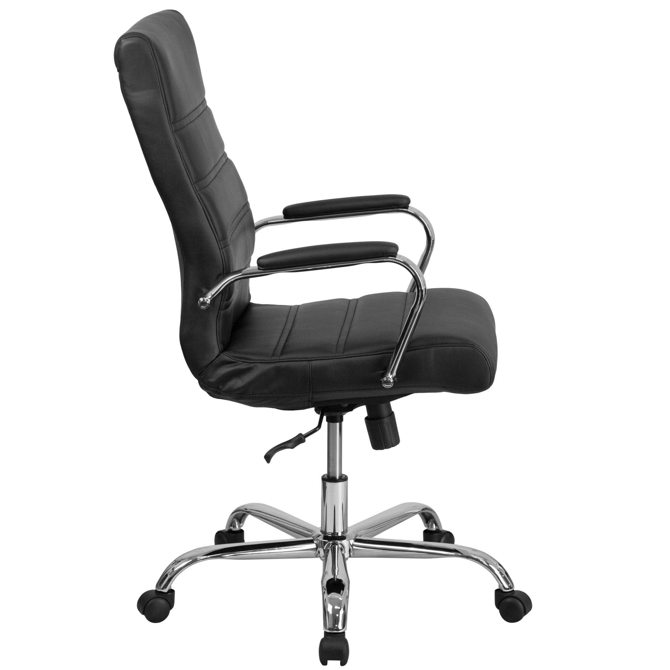 Flash Furniture Whitney High-Back Swivel LeatherSoft Desk Chair with Armrests, Black/Chrome