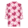 thumbnail image 4 of fartey Women's Valentine Day 3/4 Sleeves Tops Plus Size Love Heart Print Pink Blouse Funny Romantic V Neck T Shirts Loose Comfy Women Valentine Day Gifts Tshirts for Girls, 4 of 5